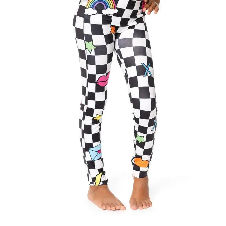 Tween Bottoms | Leggings- Blk & Wht Checkered | Malibu Sugar