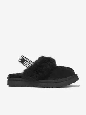 UGG Girls Suede Funkette Slippers in Black