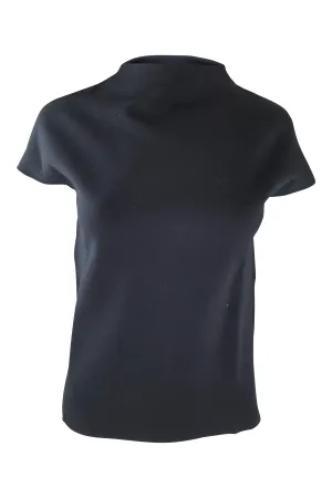 WAR THE ROBE WtR Black Merino Wool Cap Sleeve Women's Top (34/36)