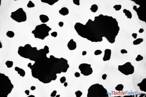 White Black Cow Satin Print Fabric | Cow Charmeuse Satin | 60" Wide |