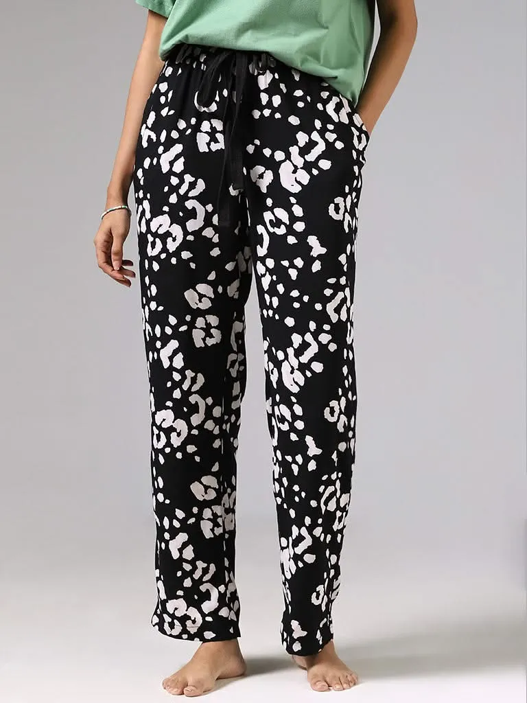 Wunderlove Black Animal Printed Pyjamas