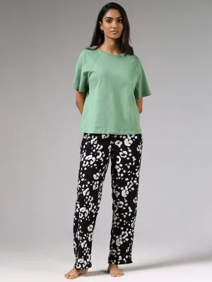 Wunderlove Black Animal Printed Pyjamas