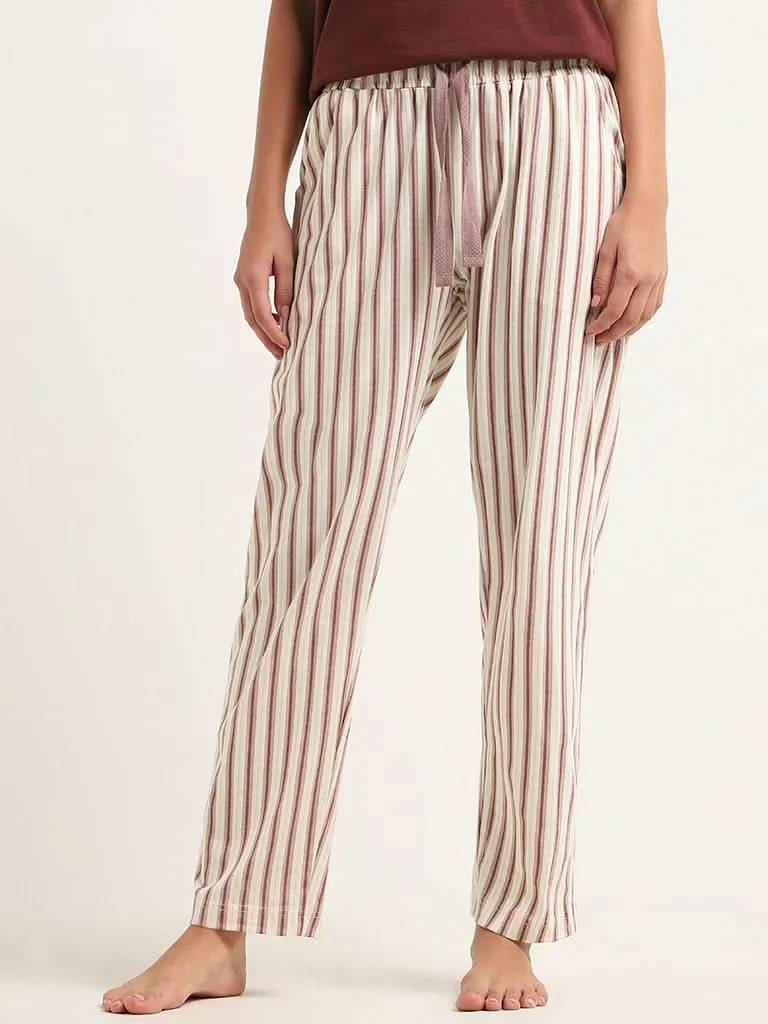 Wunderlove Ivory Striped Cotton Pyjamas