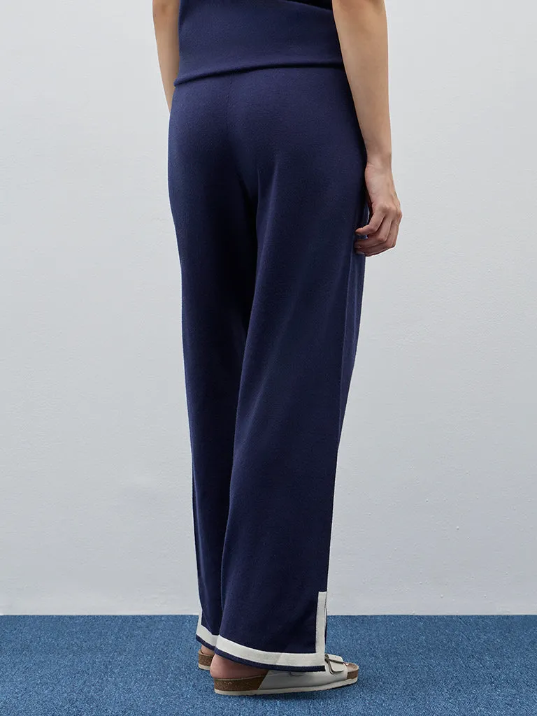 Wunderlove Navy Knitted High-Rise Lounge Pants