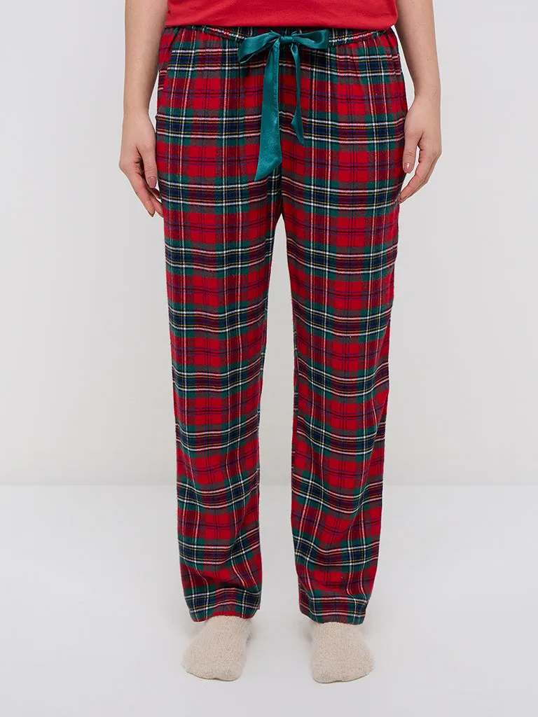 Wunderlove Red Checkered High-Rise Lounge Pants