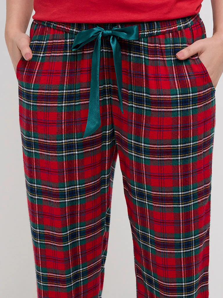 Wunderlove Red Checkered High-Rise Lounge Pants