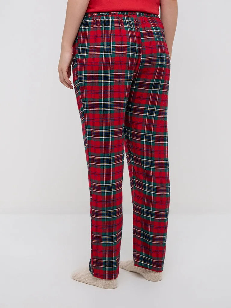 Wunderlove Red Checkered High-Rise Lounge Pants